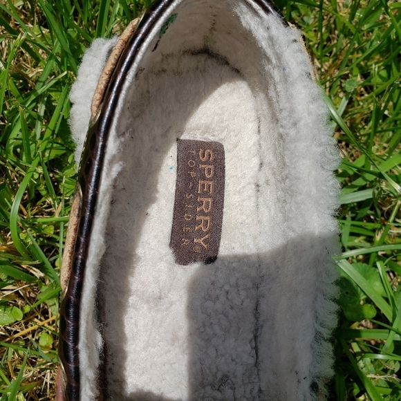 Leather Sperry Top-Sider Fur Lined Loafers Sz 8 - Picture 9 of 11